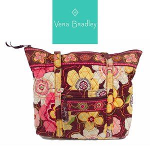 Large Vera Bradley Purse Brown and Pink Floral